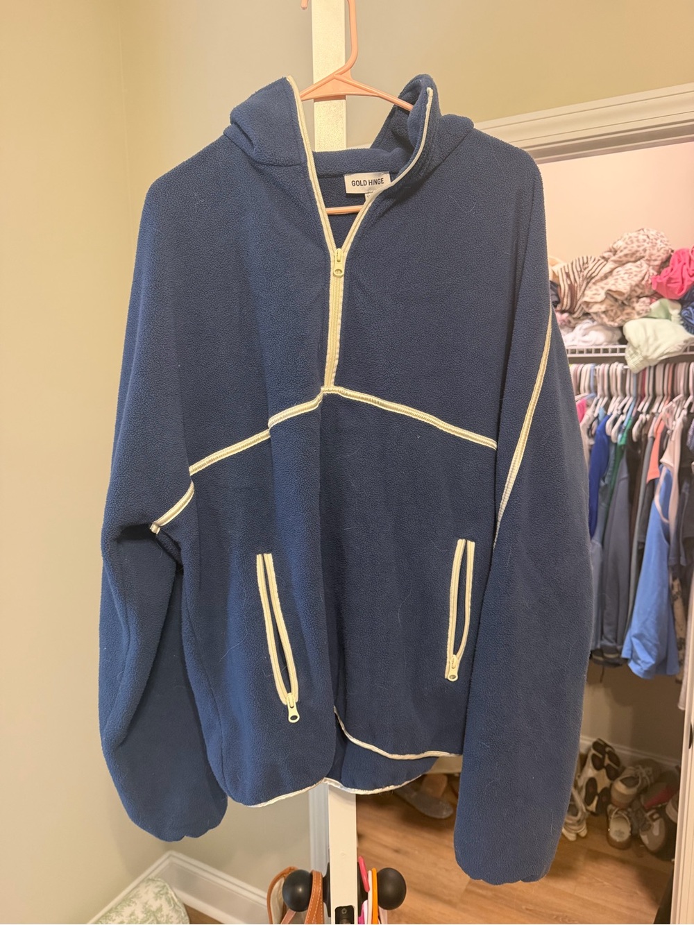 Gold Hinge Women's Navy Half-Zip Fleece Hoodie